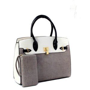 Croc style Handbag and Wallet duo
